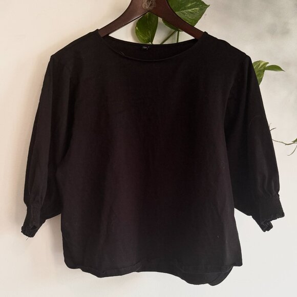 🖤 Uniqlo Boat Neck Puff Sleeve Top | S (fits S-M) - Picture 2 of 4